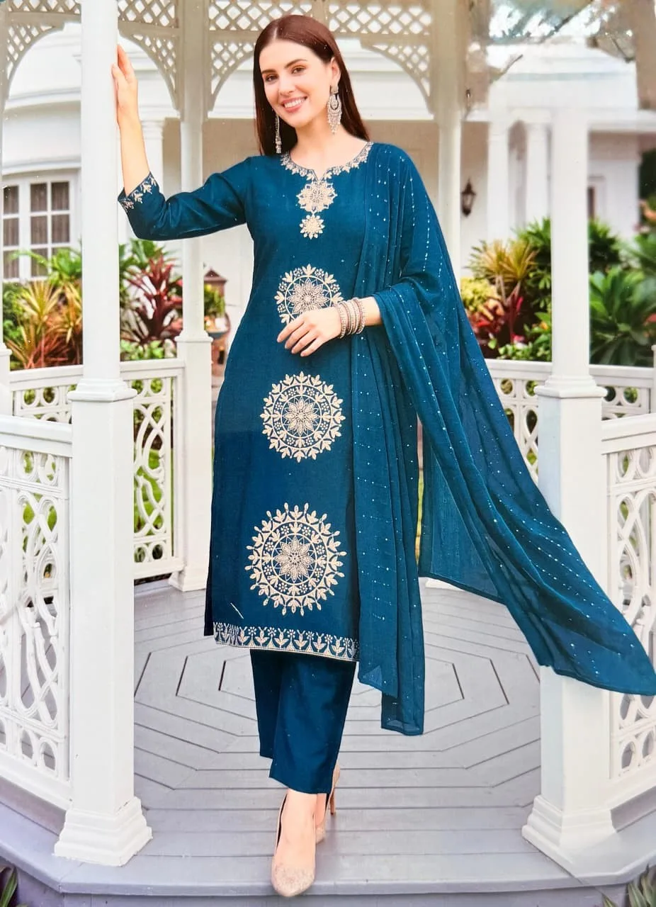 Royal Teal Zari Suit Set