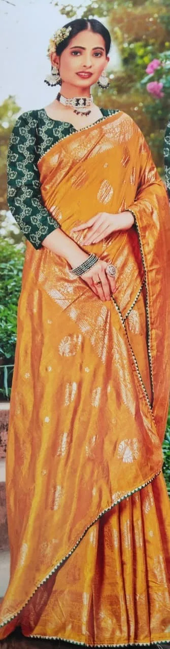 Mustard Gold Woven Saree