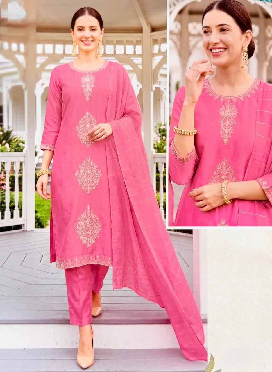 Rani Pink Zari Work Suit Set